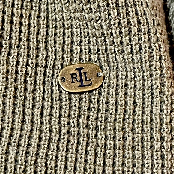 LAUREN RALPH LAUREN Olive Green Waffle Knit Hooded Sweater. Women’s Small. - Picture 5 of 6